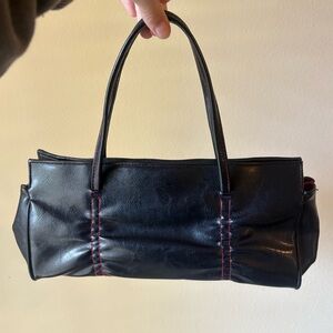 Victoria's Secret Black Shoulder Bag with Red Stitching